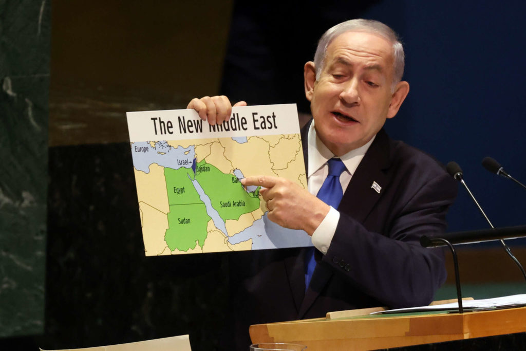 Netanyahu montre la carte du « Nouveau Moyen-Orient » – sans la Palestine – aux Nations Unies