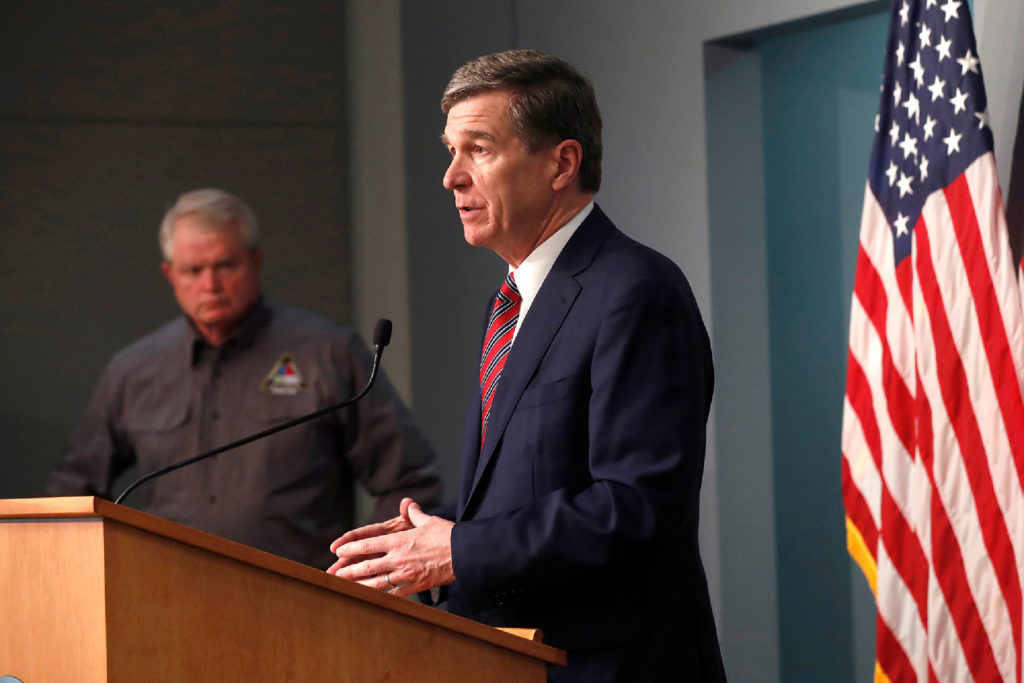 North Carolina Gov. Roy Cooper is seen speaking at a press conference on May 26, 2020.