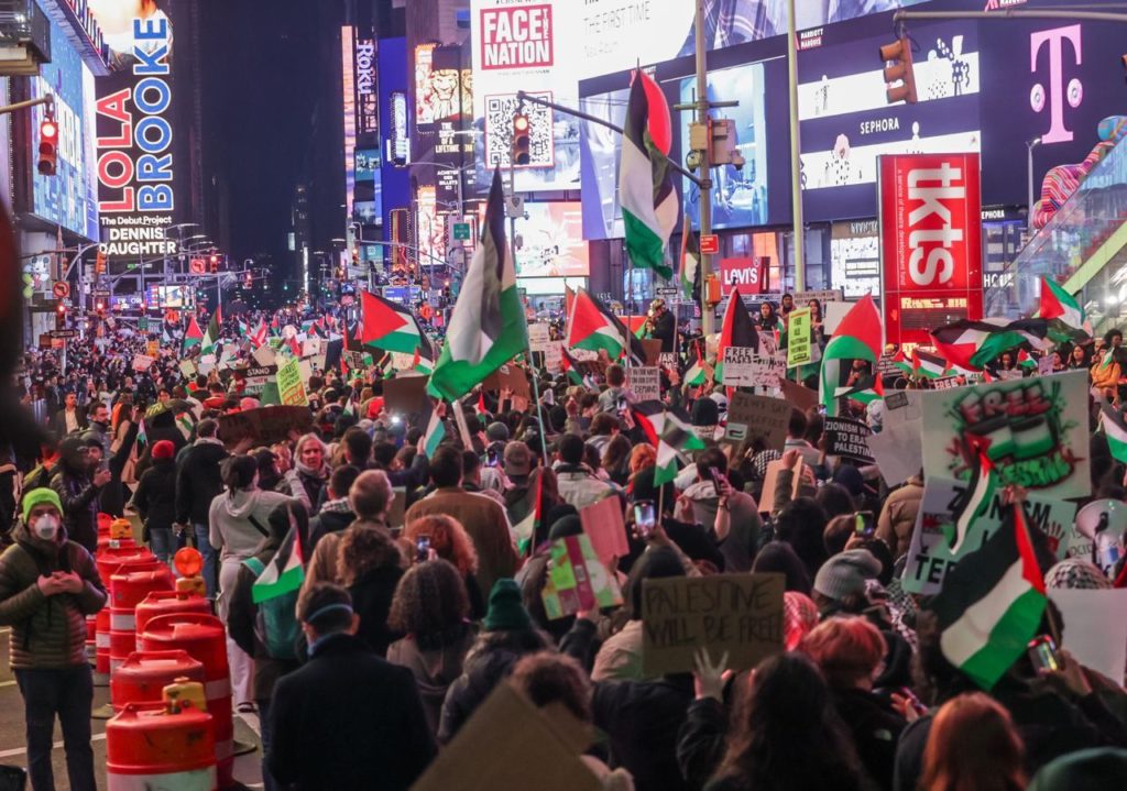 Thousands of pro-Palestinian demonstrators, part of a