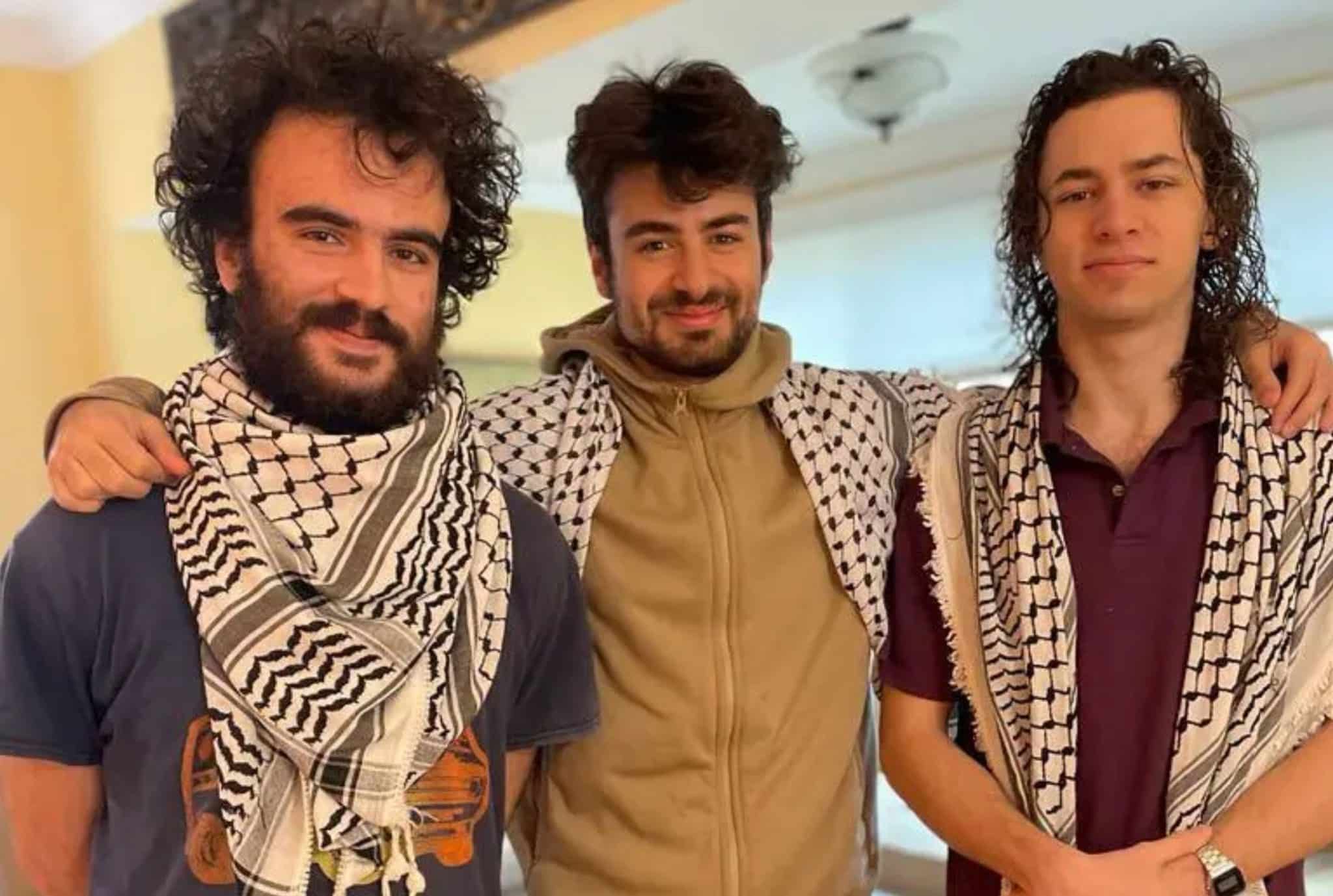 Palestinian college students Hisham Awartani, Tahseen Ali and Kenan Abdalhamid are pictured.