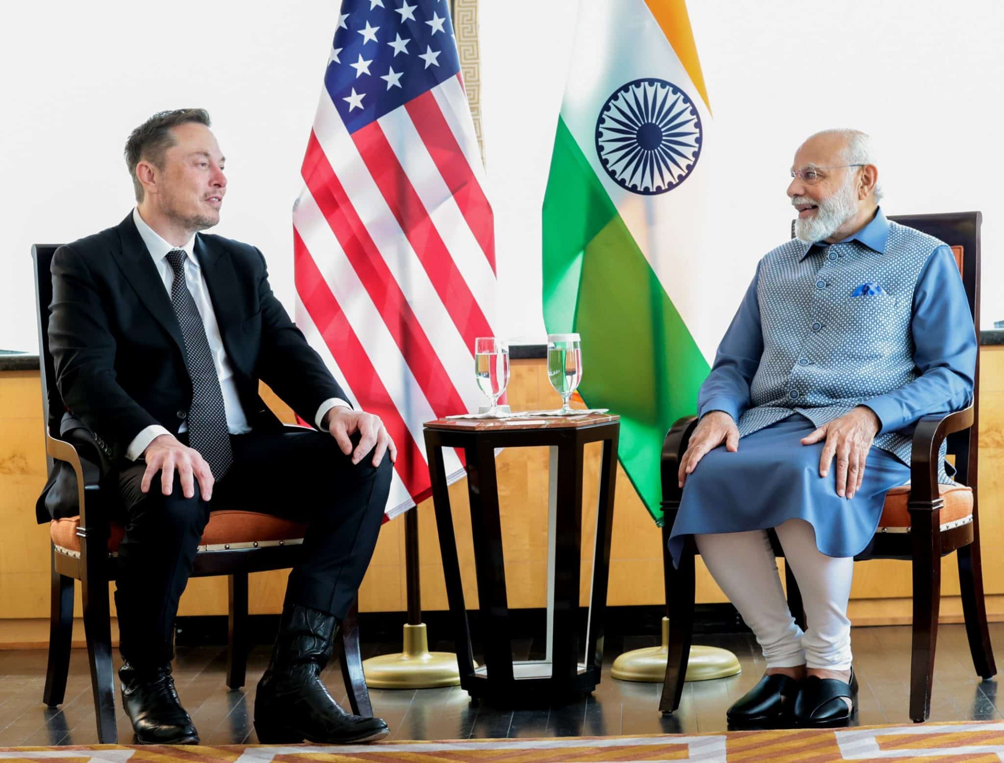 Indian Prime Minister Narendra Modi meets with Elon Musk in New York City