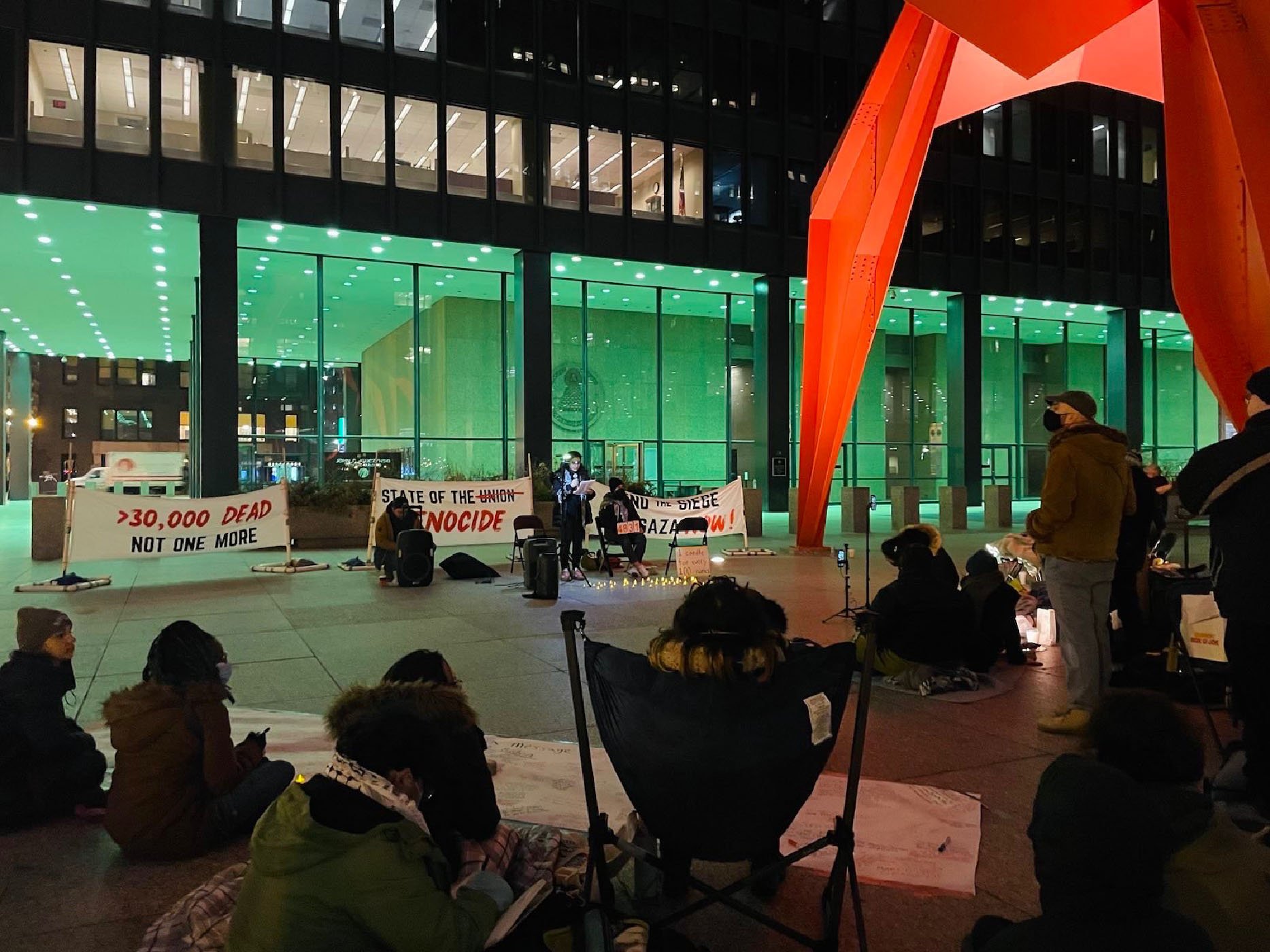 Protesters demonstrate at Chicago